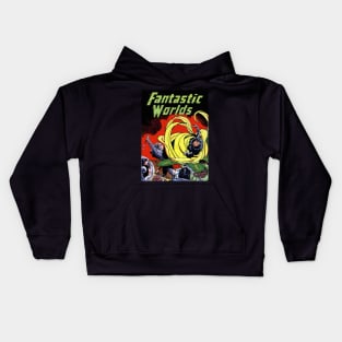 Fantastic Worlds: Retro Comic Book Cover Art Kids Hoodie